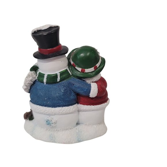 Vintage Yankee Candle Snowman Couple Tea Light Holder 1207691 Fair Christmas - Picture 3 of 5